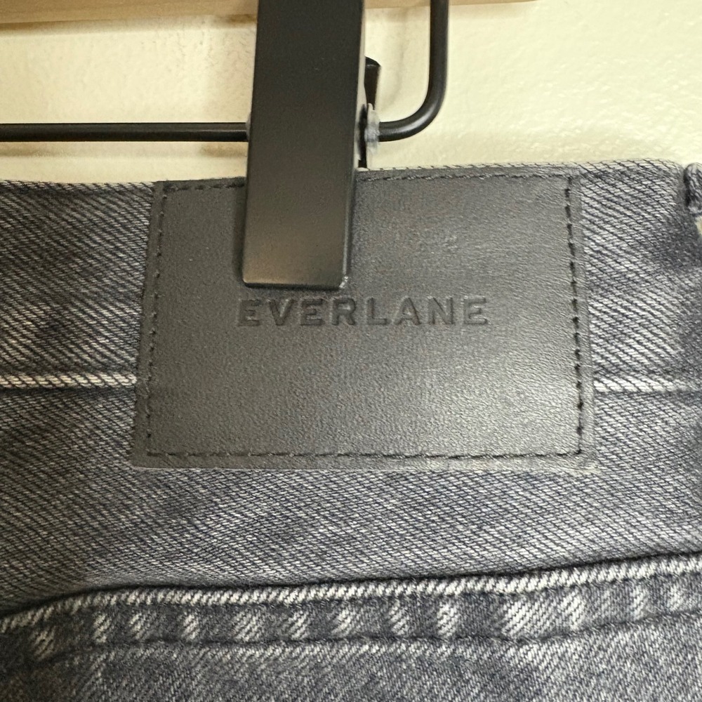EVERLANE The Denim Skirt Black Wash Raw Hem A-Line Women's Size 30 - Picture 4 of 5